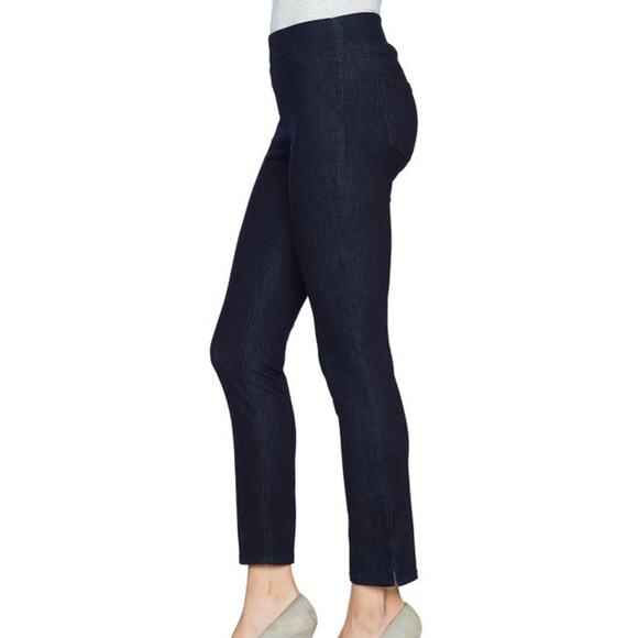 NYDJ Alina Skinny Dark Blue Pull On Ankle Cropped Slit Jeggings Size 14 - Picture 3 of 15